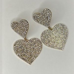 Double heart crystal earrings